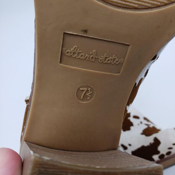 Altar'd State Boots Women US 7.5 Brown White Cow Print Ankle Zip Block Heel - Picture 9 of 13